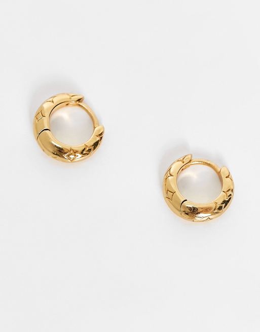 Astrid & Miyu - Orecchini a cerchio piccoli placcati oro 18k con stelle, 4 di 4