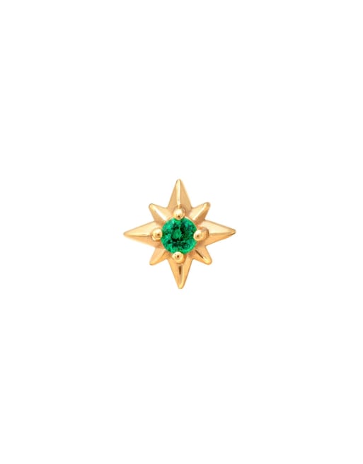 Astrid & Miyu - Orecchino a bilanciere in argento sterling placcato oro 18 ct con astro con cristallo verde smeraldo 