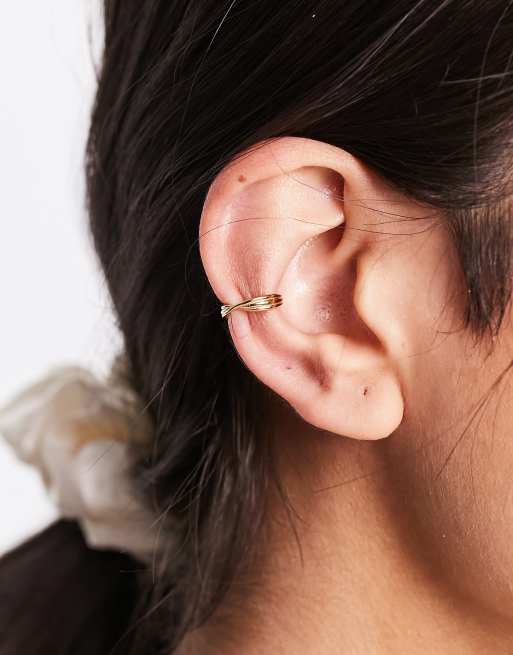 Astrid & Miyu - Orecchino ear cuff in argento sterling placcato oro incrociato, 3 di 3