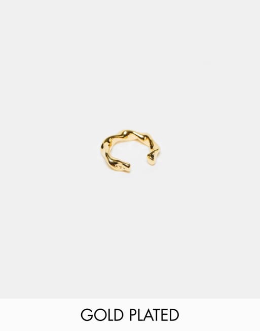 Astrid & Miyu - Orecchino ear cuff semplice in argento sterling placcato oro con design fuso