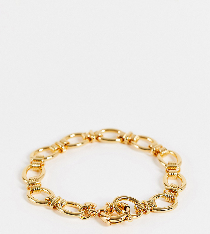 Astrid & Miyu ribbed link chain bracelet in 18k gold plate