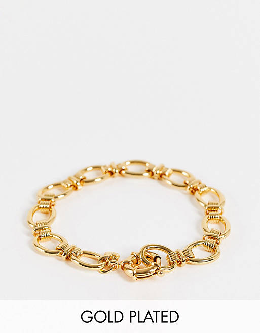 Astrid & Miyu ribbed link chain bracelet in 18k gold plate