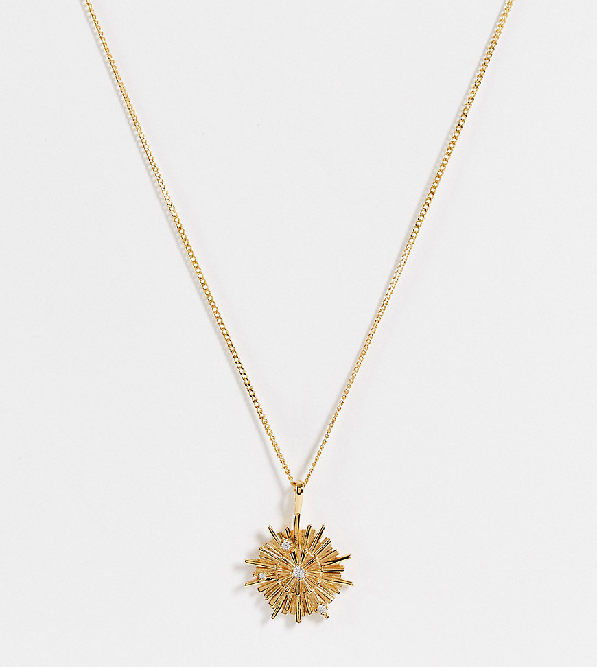 Astrid & Miyu supernova starburst pendant necklace in sterling silver 18k gold plate