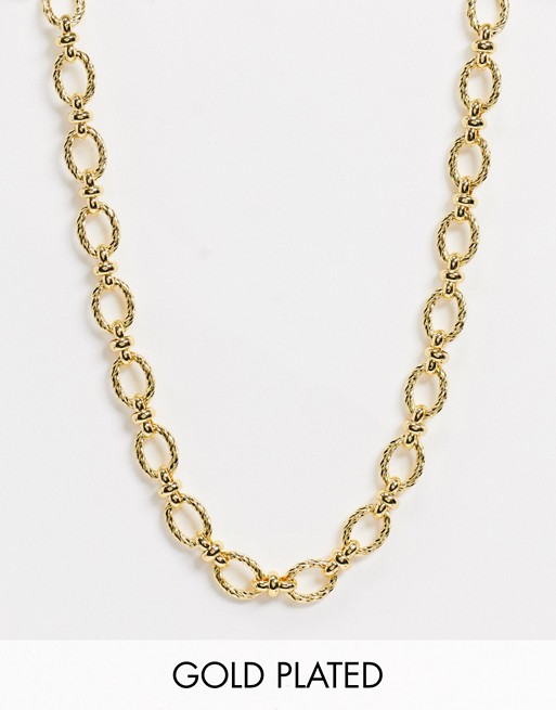 Astrid & Miyu t-bar necklace with oval links in gold