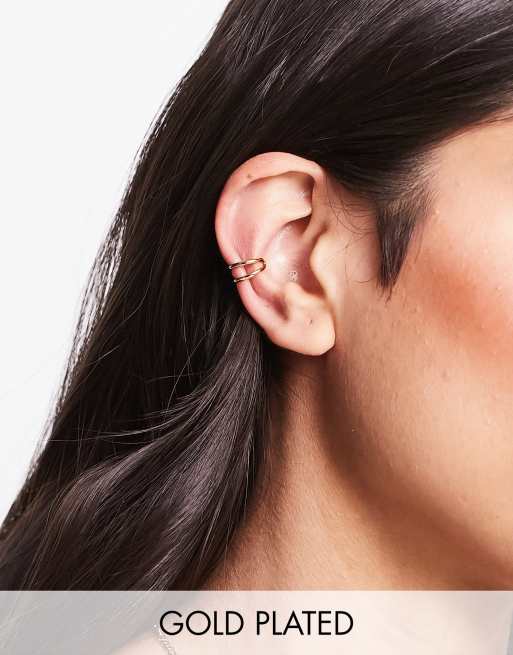 Astrid & Miyu twist double illusion ear cuff in sterling silver gold plated