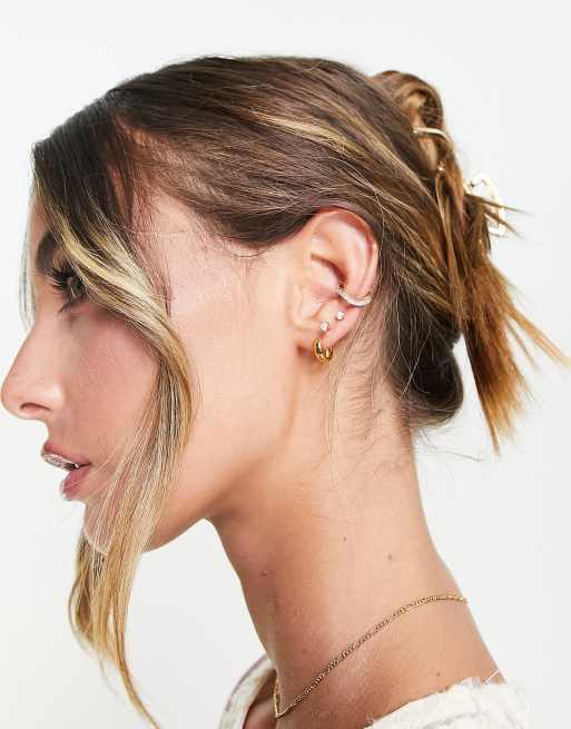 Ear Cuff with Crystal Chain in Gold | Jewellery by Astrid & Miyu