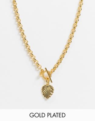 ASTRID & MIYU WREATH T-BAR NECKLACE IN 18CT GOLD PLATE AM20-GAEA-N-WR-G