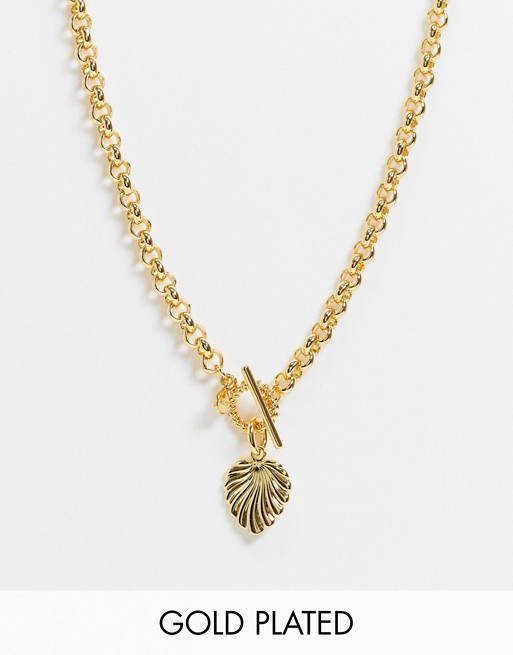 Astrid & Miyu wreath t-bar necklace in 18ct gold plate