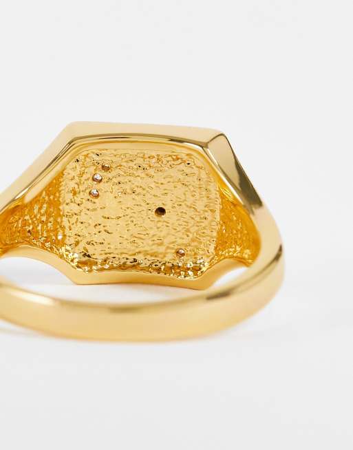 Astrid & Miyu - Zegelring met hemels ontwerp verguld met 18kt goud, 2 van 4
