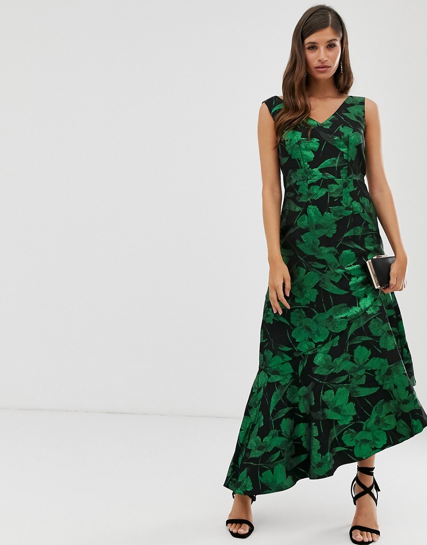 Asymmetrisk flæse kjole fra Closet-Grøn