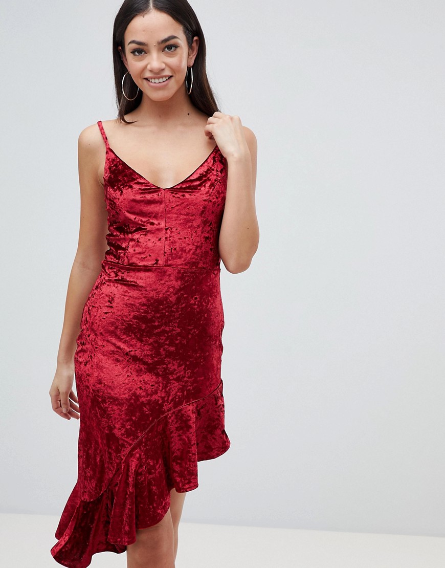 Asymmetrisk kjole med folder fra AX Paris-Rød