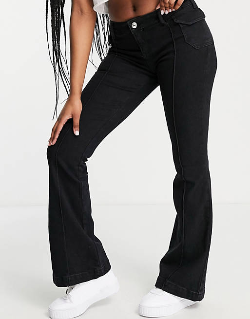 Women ASYOU 00's flare jean with pockets in black 