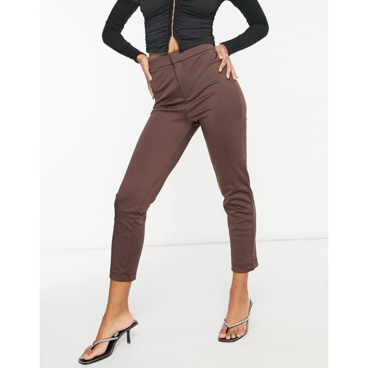 Brown cropped trousers new arrivals