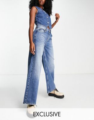 ASYOU baggy dad jean in authentic mid blue