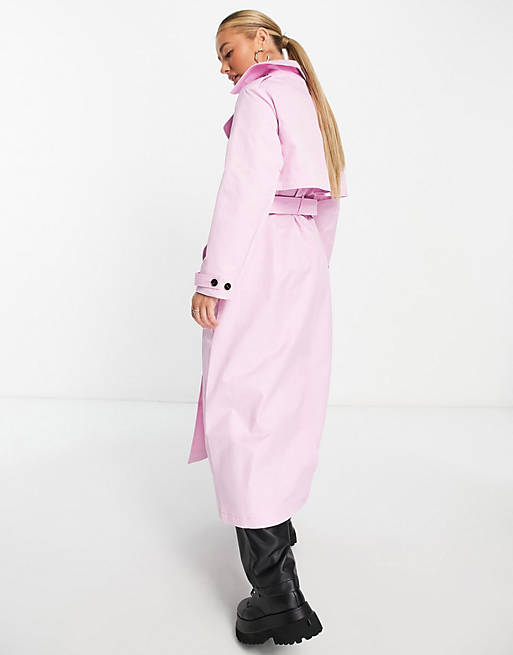 Women ASYOU belted trench with belt bag in pink 