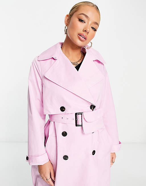 Women ASYOU belted trench with belt bag in pink 