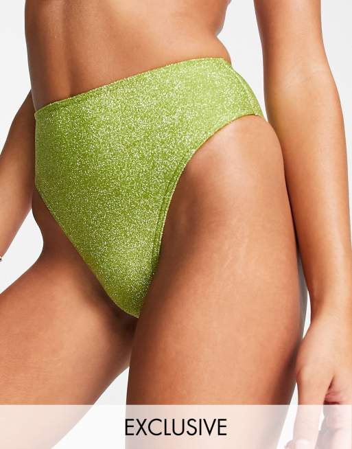 ASYOU bikini bottom in metallic green 