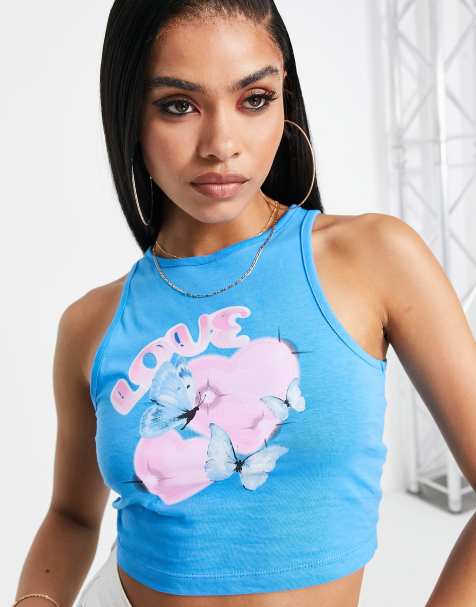 ASYOU – Blå crop top med "Love"-tryck - view 1