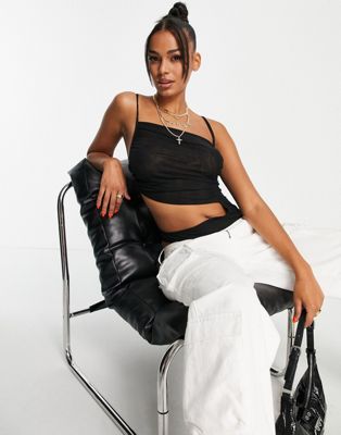 ASYOU mesh ruched cut out bodysuit in black - ASOS Price Checker