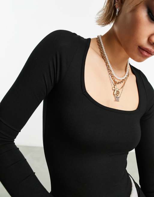 ASYOU - Body met bandjes achter en vierkante hals in zwart, 4 van 5