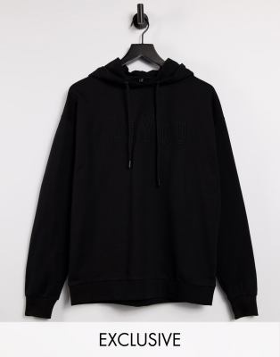 Asyou Branded Embroidery Hoodie In Black ModeSens