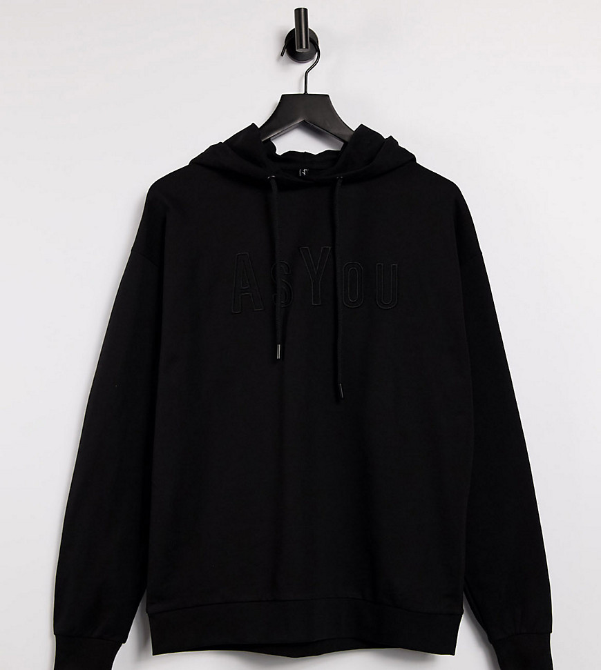 ASYOU branded embroidery hoodie in black