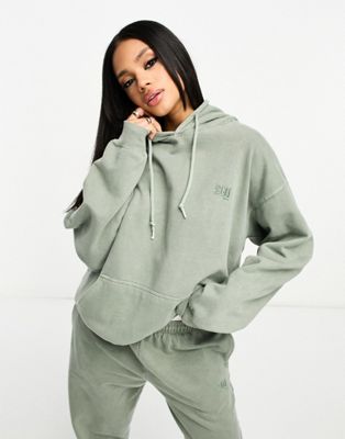 ASYOU branded hoodie co-ord in washed khaki