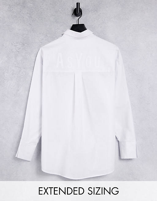 Women Shirts & Blouses/ASYOU branded oversized shirt in white 