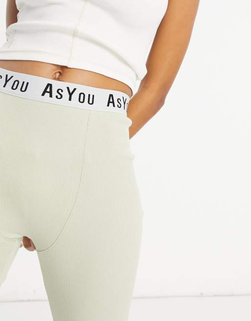 ASYOU LOUNGE branded rib legging in buttermilk