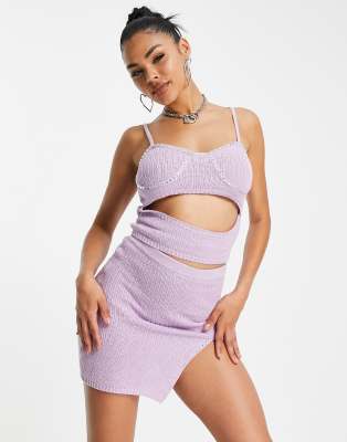 ASYOU knitted bralet with diamante neckline in lilac (part of a set) - ASOS Price Checker