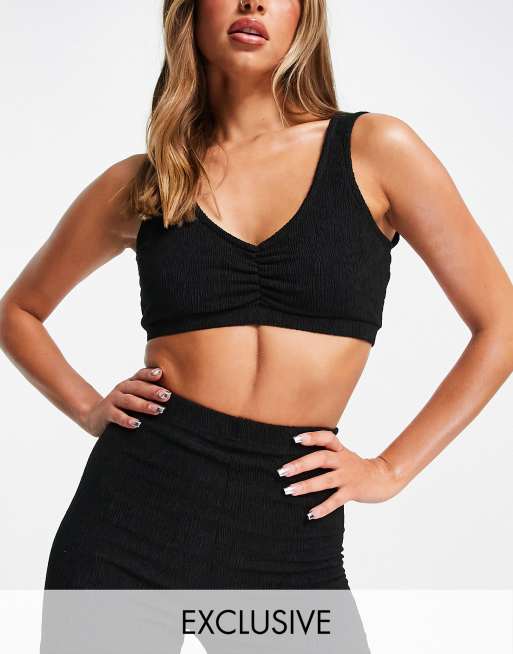 ASYOU - Brassière stropicciata nera in coordinato