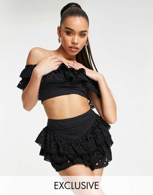 Black best sale frill skort