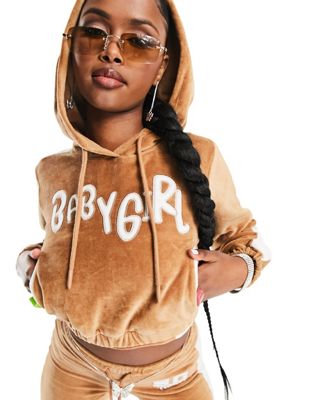 ASYOU brown hoodie in velour co-ord in brown - ASOS Price Checker