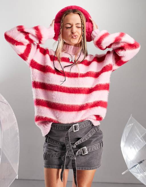 Pink red 2024 striped sweater