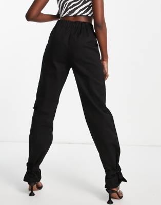 ASYOU satin buckle detail utility trouser co-ord in black, £21.00