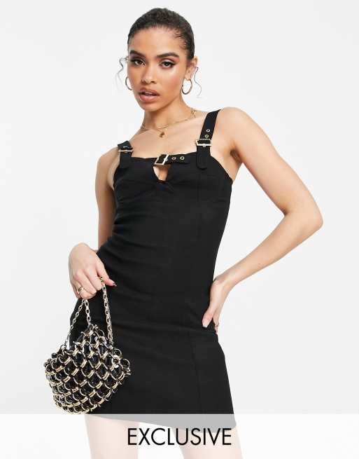 Black 2025 buckle dress