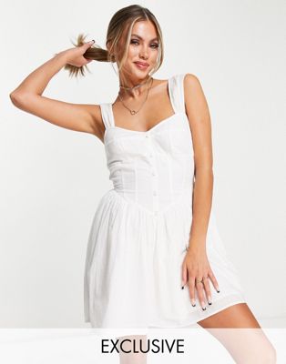 ASYOU button down corset seam mini dress in white | ASOS