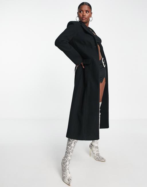 ASYOU - Cappotto al polpaccio stile blazer taglio lungo nero