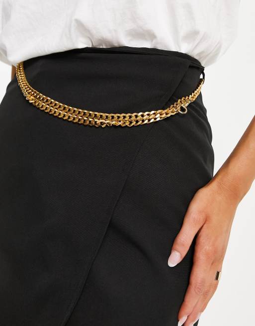 ASYOU chain detail wrap skirt in black