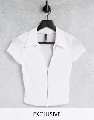 Tops ASYOU - Chemise ajustée à manches courtes - Blanc