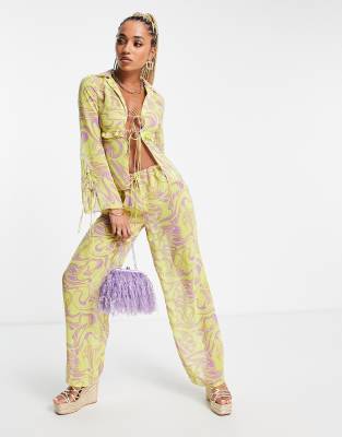 ASYOU chiffon wide leg trouser in bold graphic print co ord - ASOS Price Checker