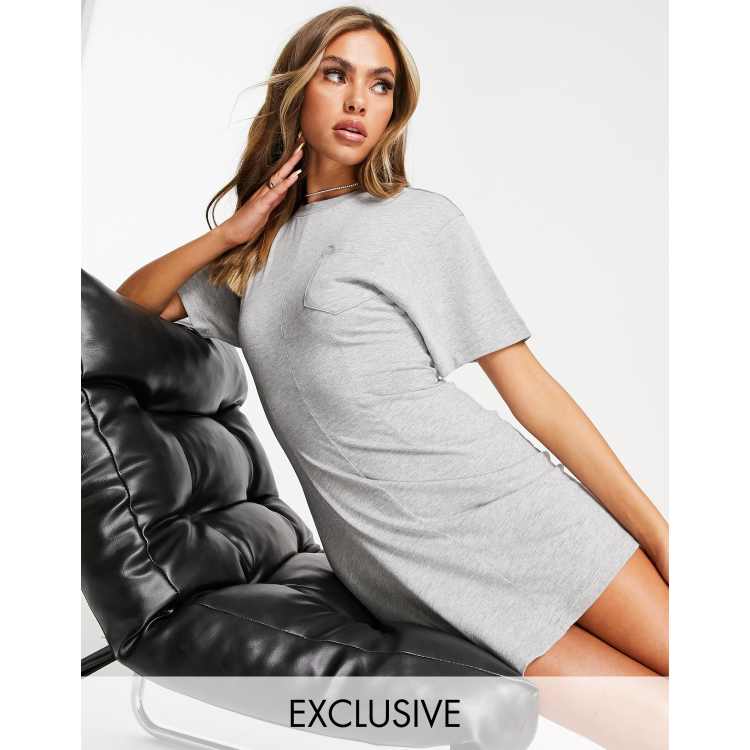 ASYOU cinched waist t shirt dress in gray heather ASOS