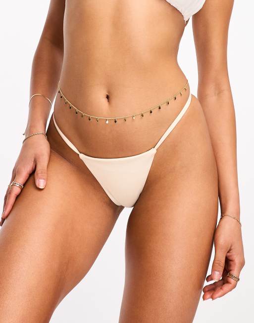 ASYOU clean scooped micro bikini bottom in off white