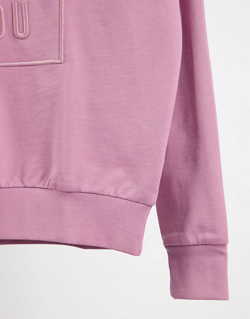 Women ASYOU co-ord branded embroidery sweatshirt in pink 