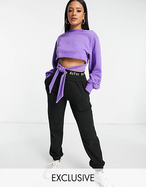 ASYOU co-ord cut out wrap detail top in violet