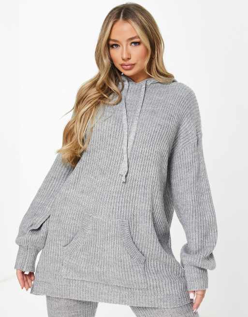 Grey knitted outlet hoodie