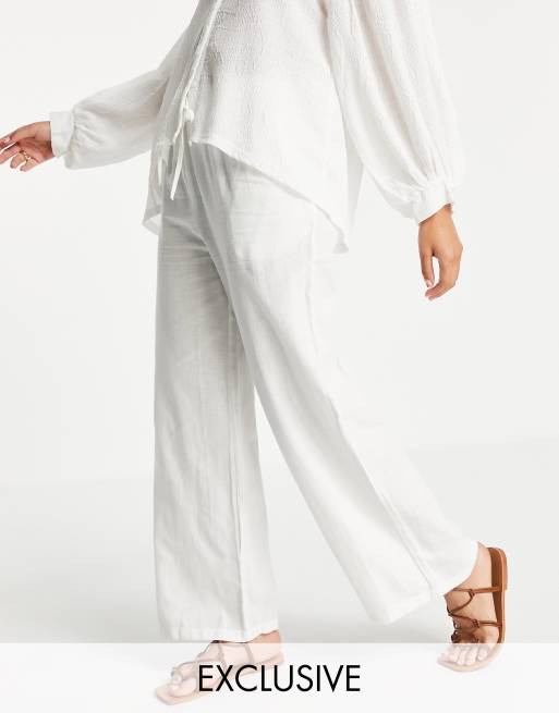 ASYOU co-ord wide leg linen trouser in white