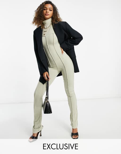 AsYou - Combinaison col roulé à coutures apparentes - Taupe