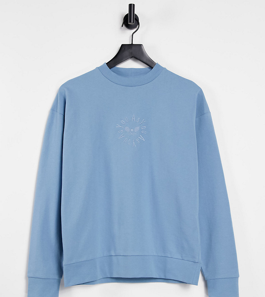 ASYOU coordinating embroidered logo sweatshirt in blue-Blues