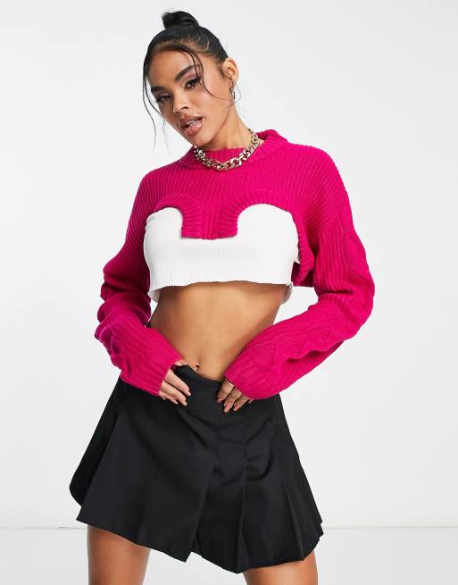 ASYOU - Coprispalle in maglia rosa con cut-out